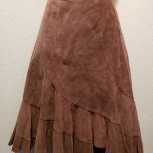 Newport News leather layered skirt size 10 Brown